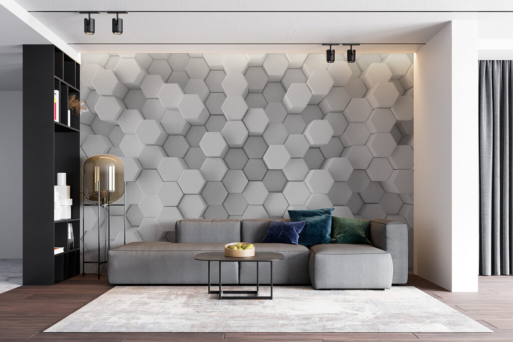 Hexágonos blancos con profundidad — interior 3
