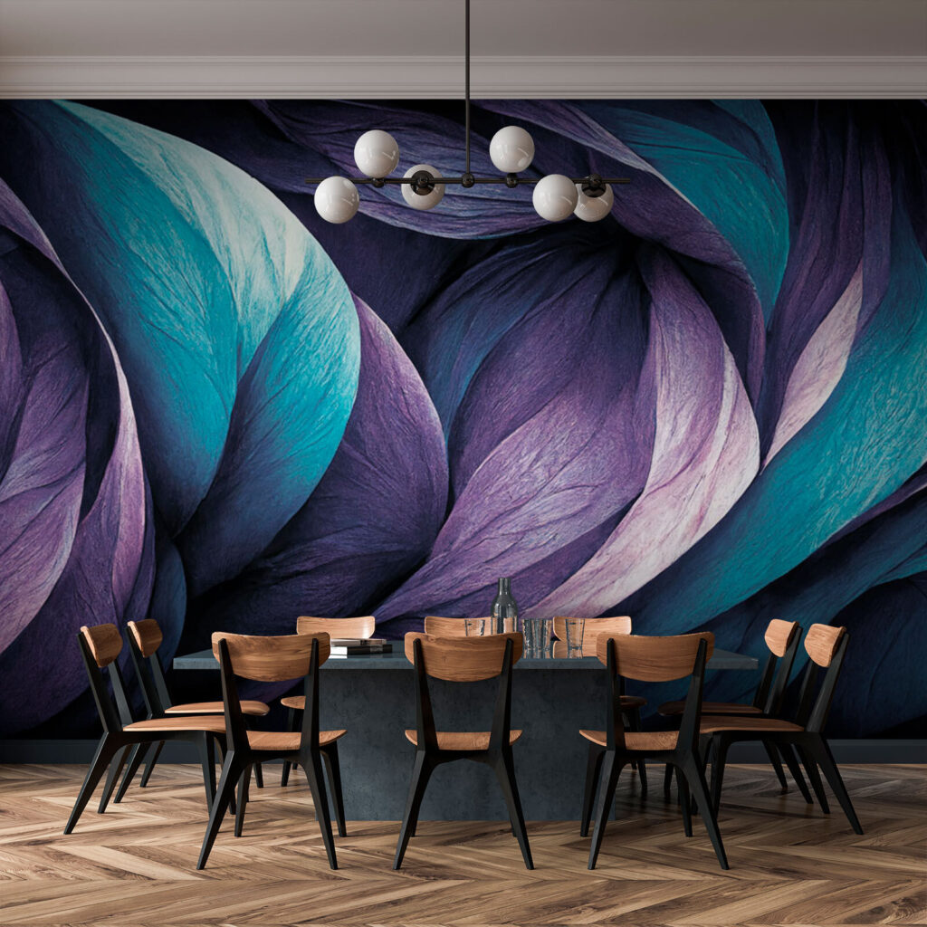 Plumas moradas y turquesa — interior 1
