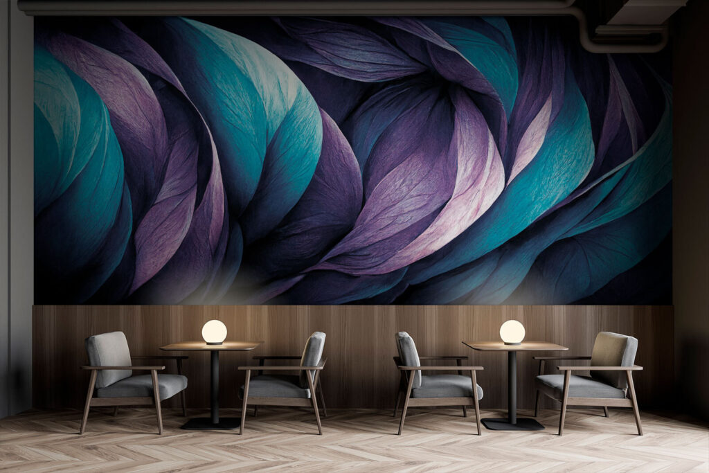 Plumas moradas y turquesa — interior 3