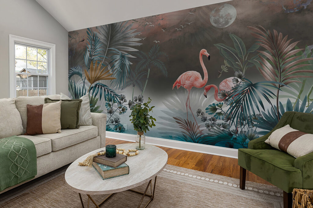 Flamencos en niebla turquesa — interior 4
