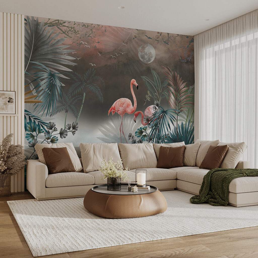 Flamencos en niebla turquesa — interior 5