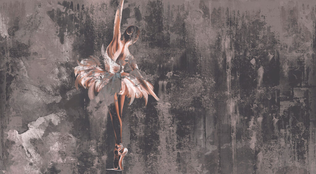 Bailarina entre pinceladas — diseño completo