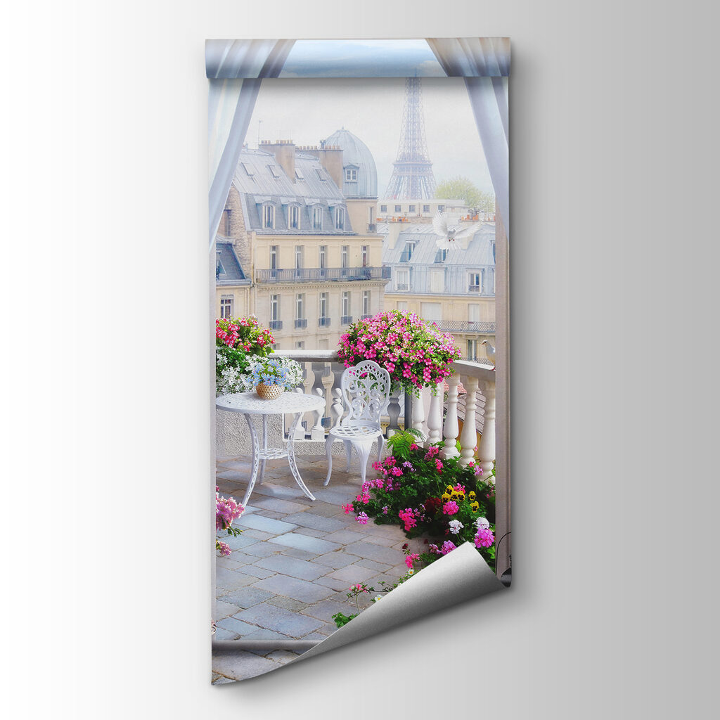 París tras cortinas blancas — vista del producto