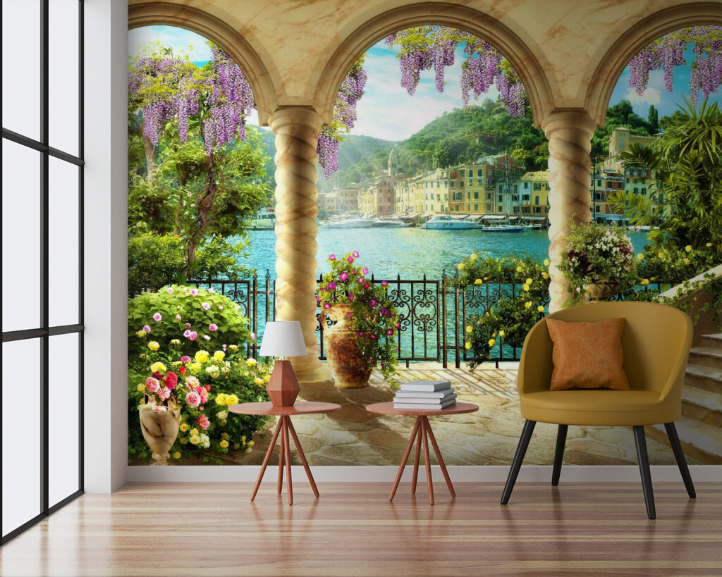 Flores tras arcos dorados — interior 5