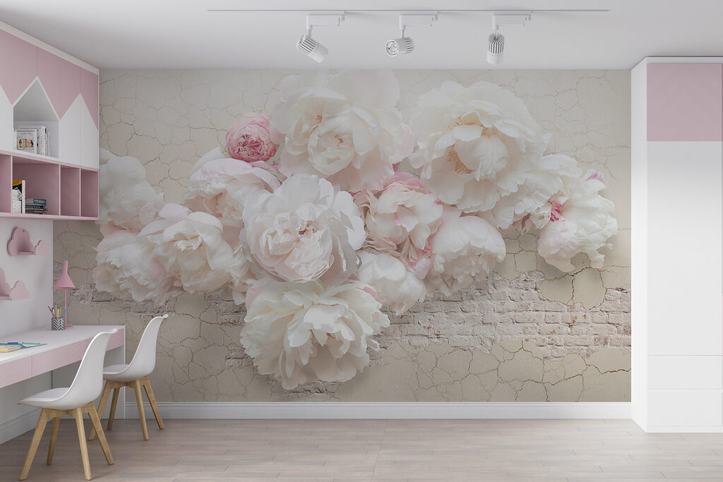 Rosas sobre blanco agrietado — interior 3