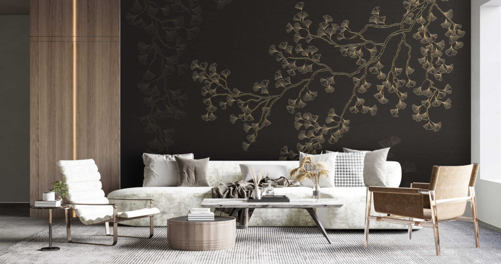 Ramitas doradas sobre negro — interior 3