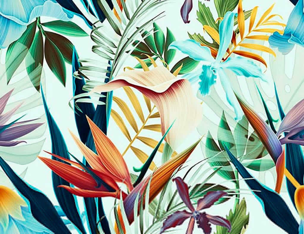 Hojas tropicales y naranjas — diseño completo