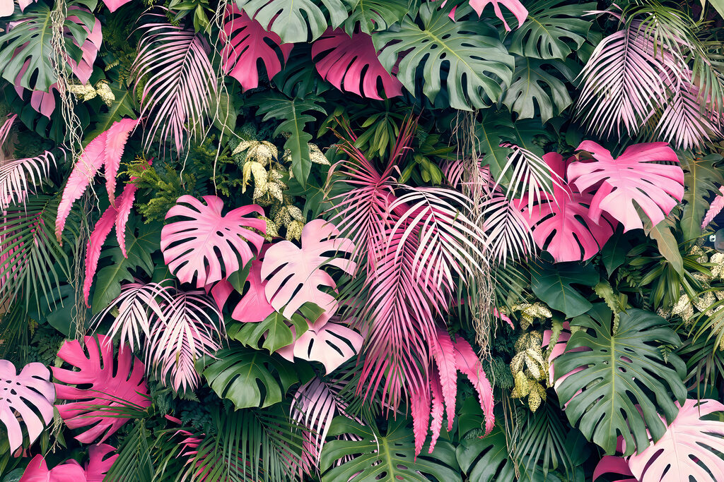 Hojas rosas en profundidad — diseño completo