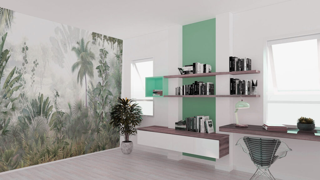 Palmeras en niebla clara — interior 3