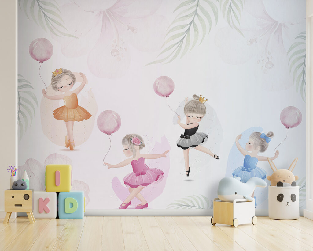 Bailarinas con globos rosas — interior 1