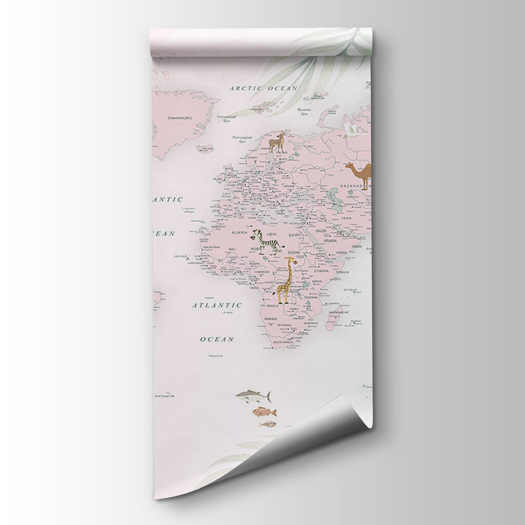 Mapa del mundo rosa — vista del producto