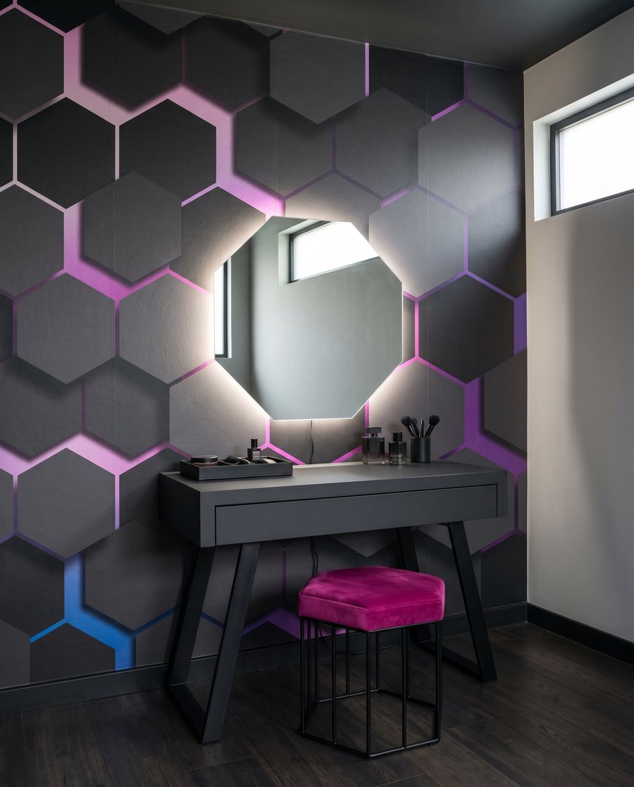 Hexágonos oscuros con luz — interior 2