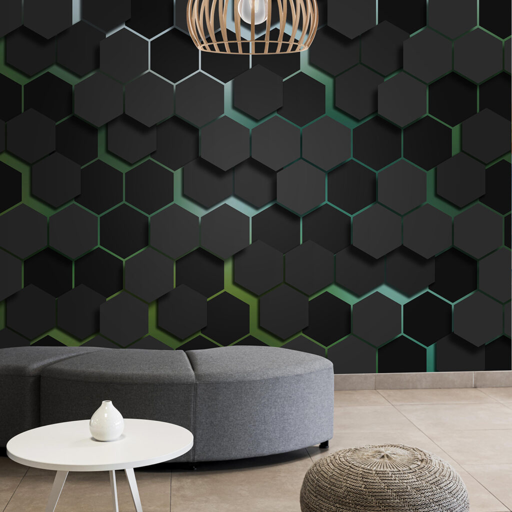 Hexágonos oscuros con luz — interior 1