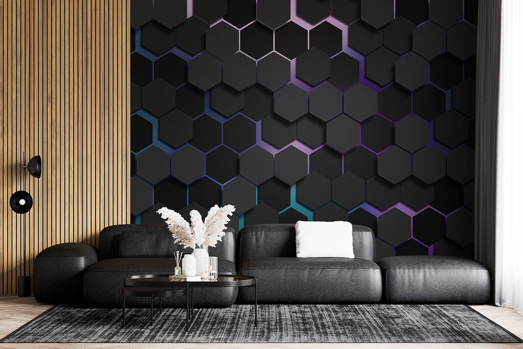 Hexágonos oscuros con luz — interior 2