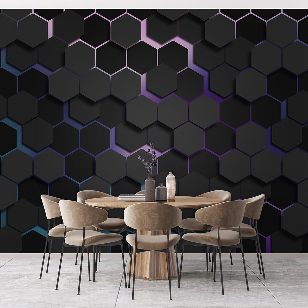 Hexágonos oscuros con luz — interior 3