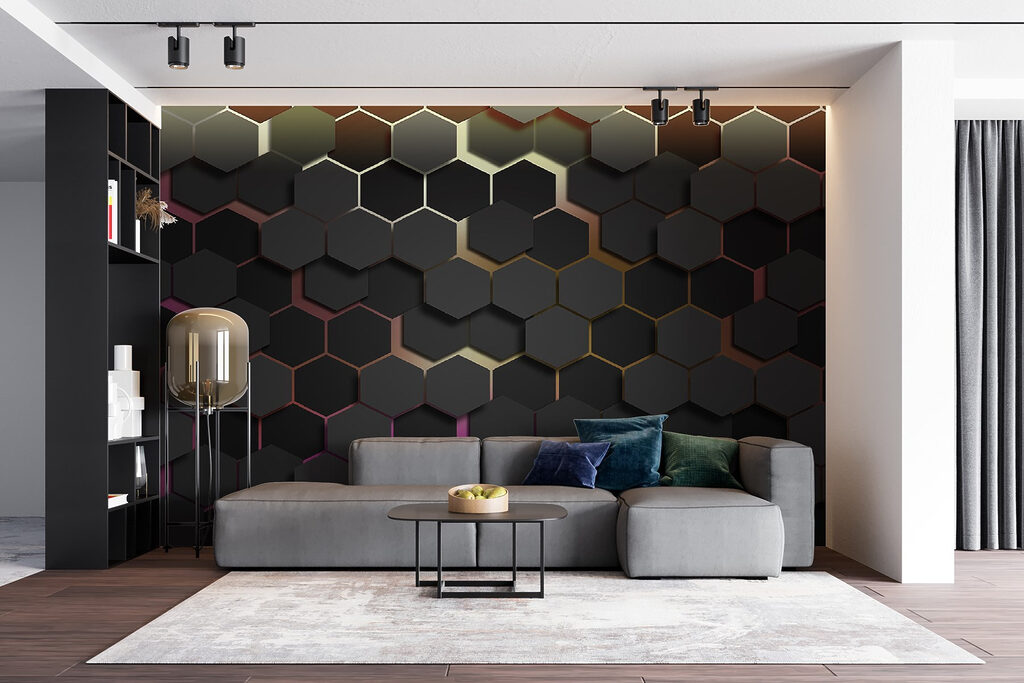 Hexágonos oscuros con luz — interior 2
