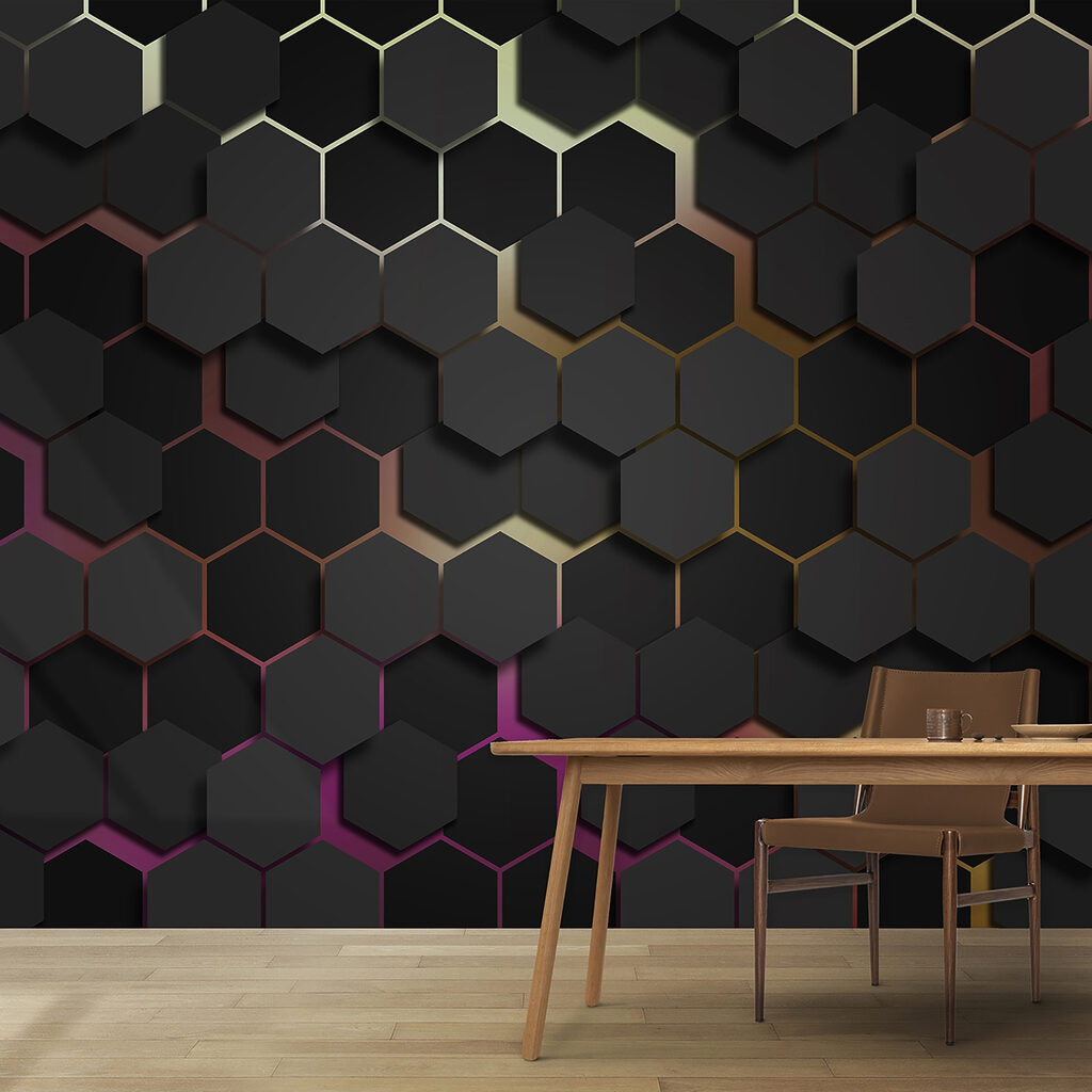 Hexágonos oscuros con luz — interior 3