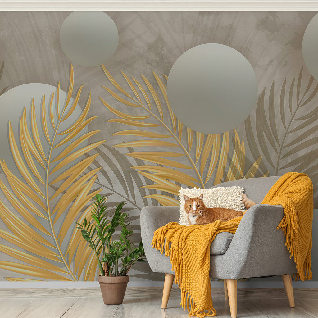 Hojas doradas y esferas — interior 5