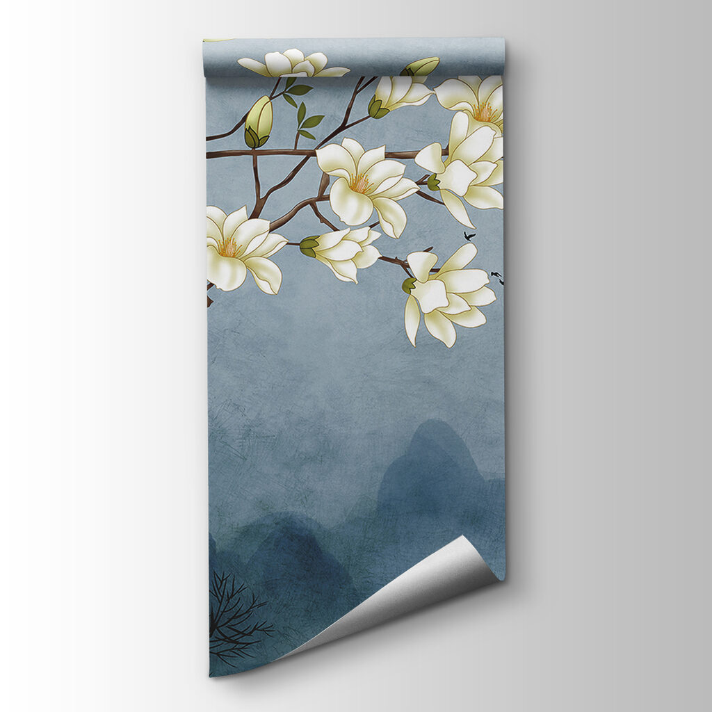 Flores blancas y luna — vista del producto