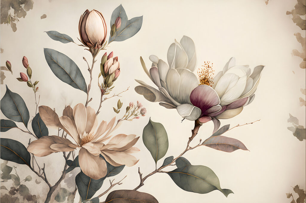 Flores en ramas finas — diseño completo