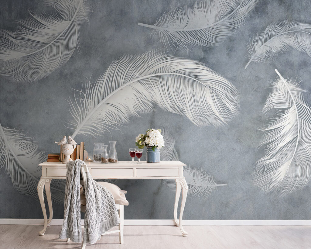 Plumas blancas en niebla — interior 1