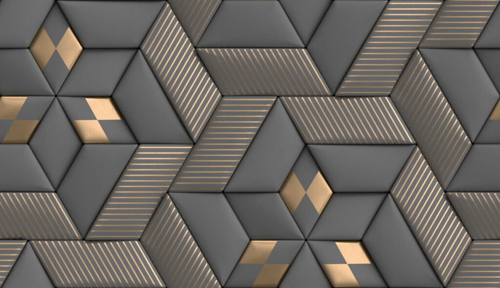 Cubos oscuros y dorados — diseño completo