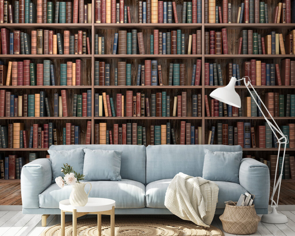 Libros en rincón tranquilo en un interior