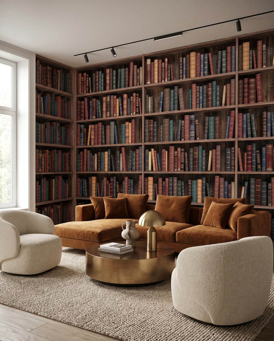 Libros en rincón tranquilo en un interior
