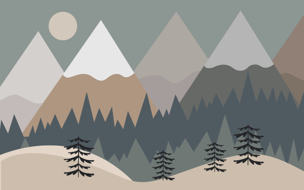 Montañas sobre el bosque — diseño completo