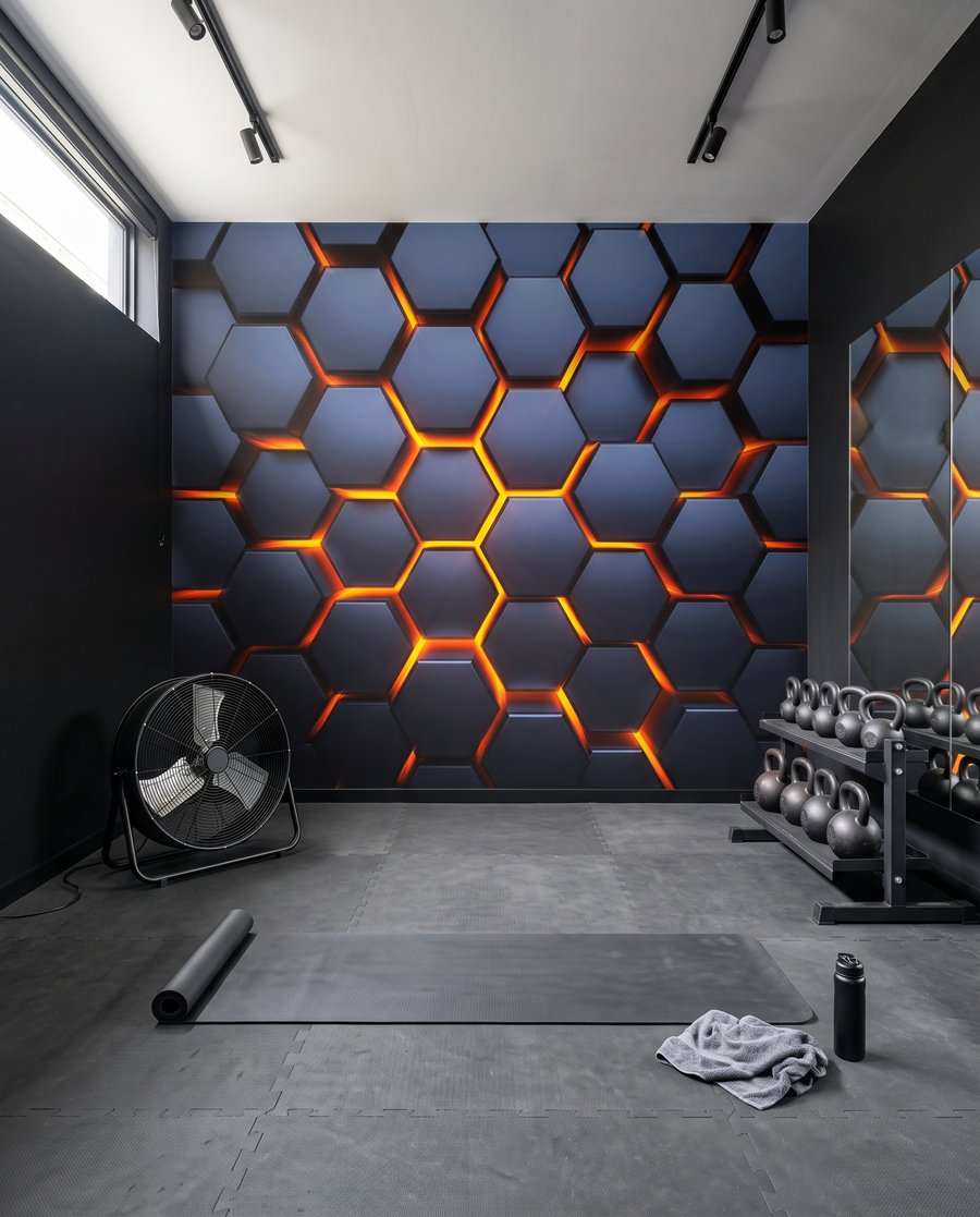 Brillo entre hexágonos azules — interior 6