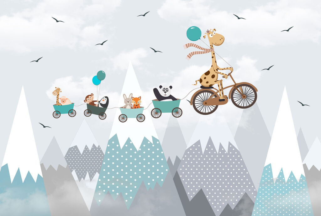 Animales sobre montañas — diseño completo