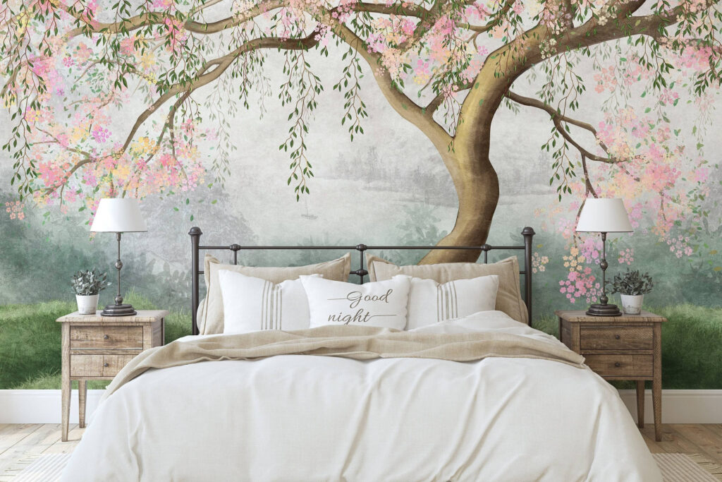 Árbol en flor en un interior