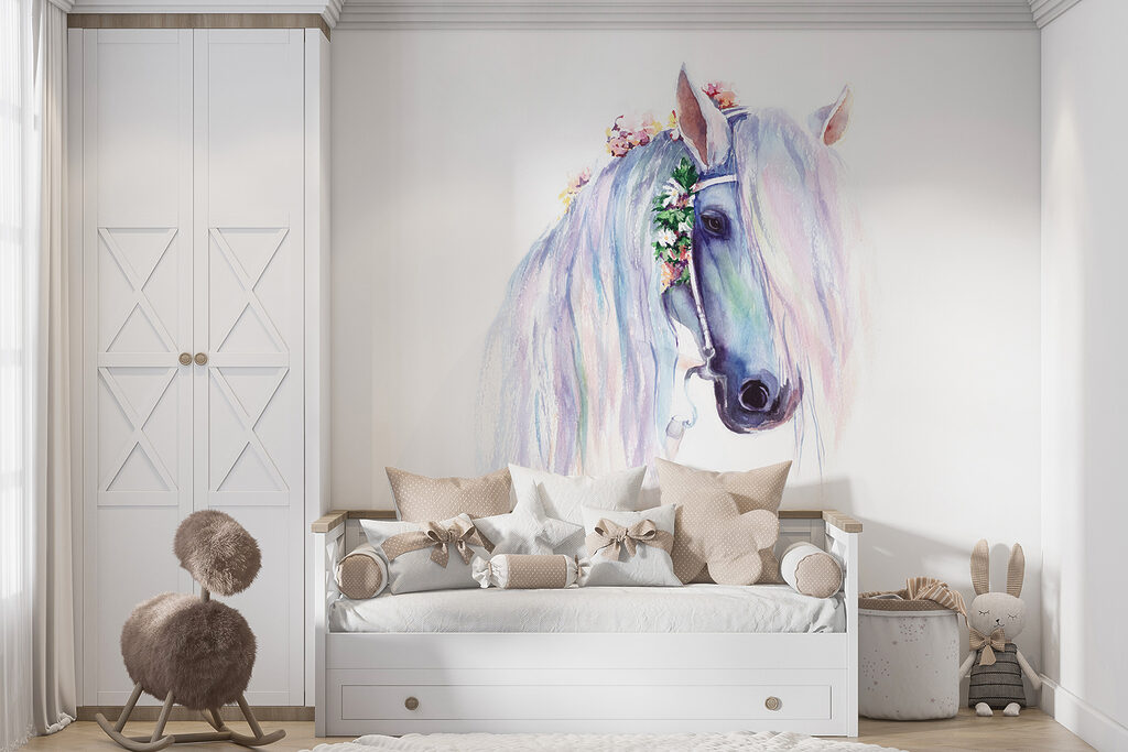 Caballo con guirnalda floral — interior 2