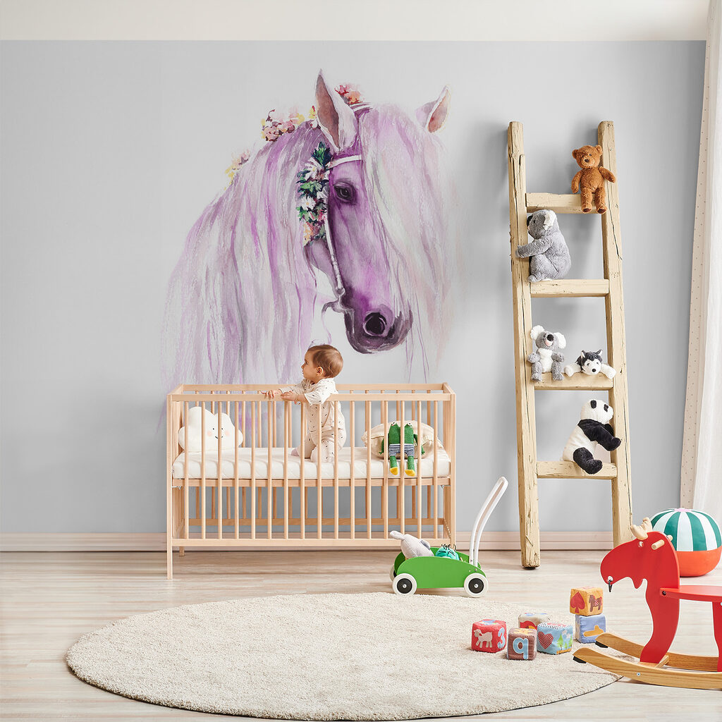 Caballo con guirnalda floral — interior 2