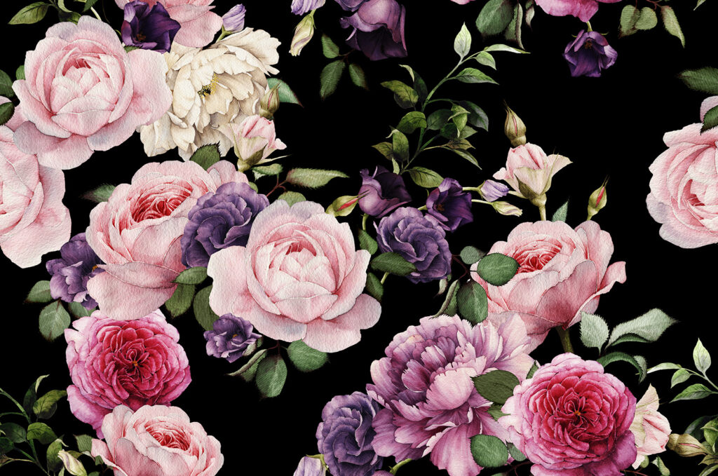 Rosas sobre negro — diseño completo