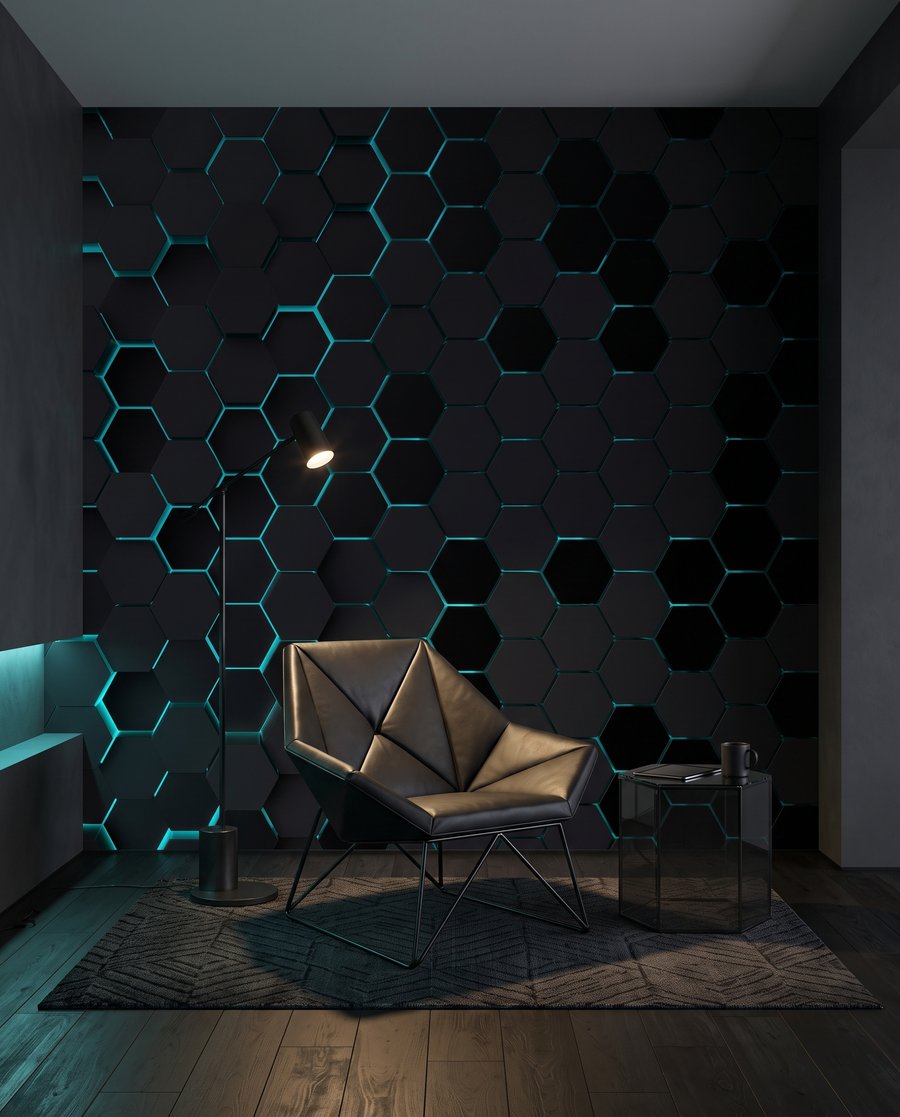 Luz entre hexágonos — interior 3