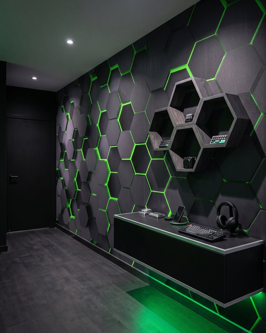 Luz entre hexágonos — interior 5