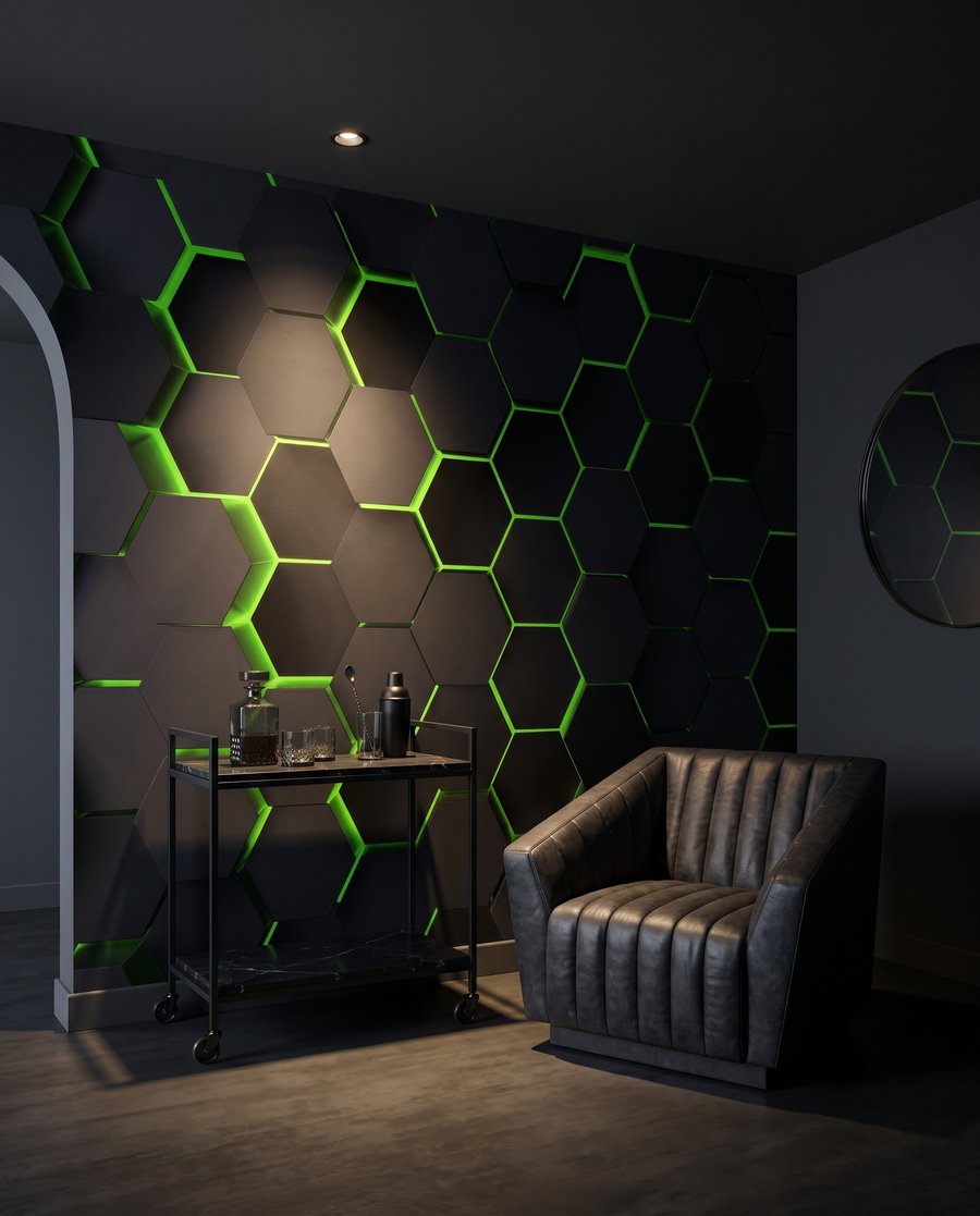 Luz entre hexágonos — interior 6