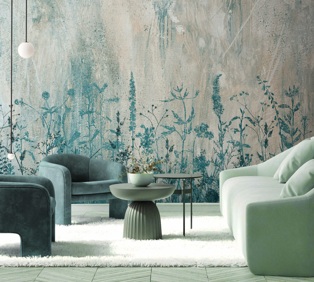 Pradera turquesa sobre blanco — interior 3
