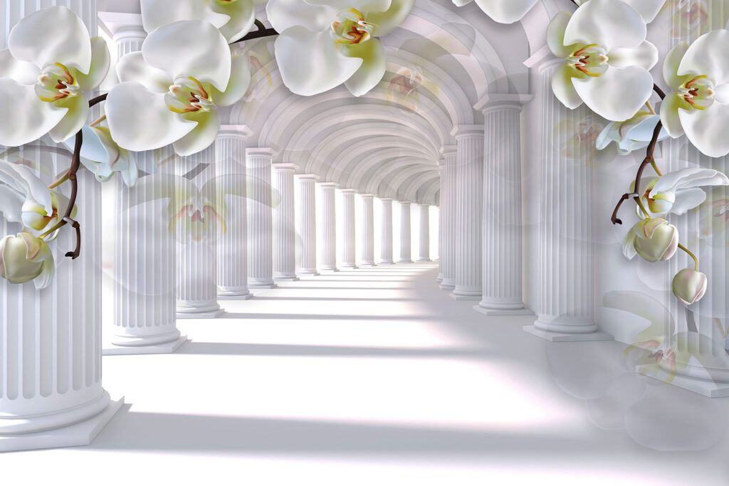 Orquídeas sobre columnas — diseño completo
