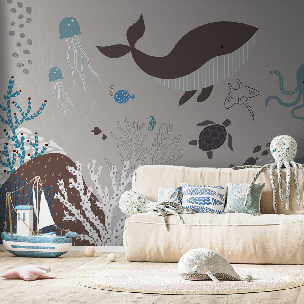 Ballena en jardín marino — interior 1