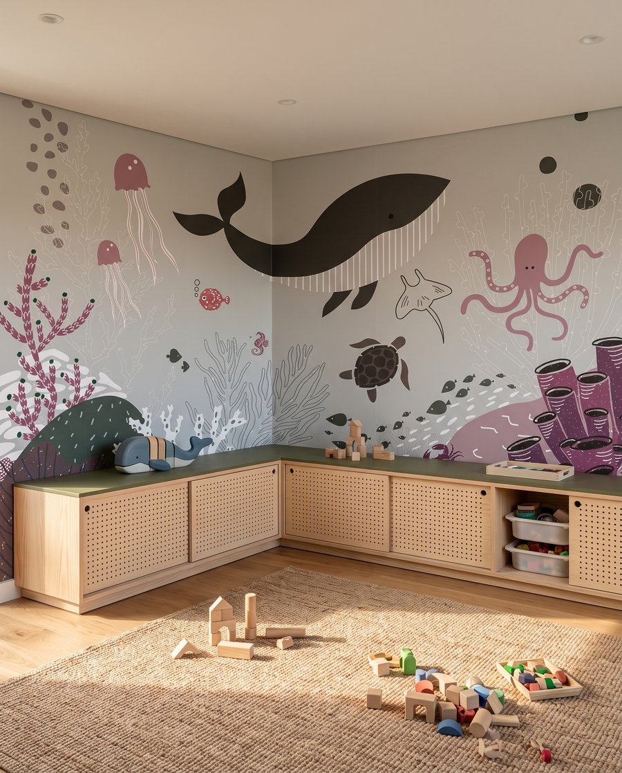 Ballena en jardín marino — interior 1