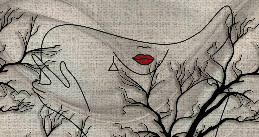 Retrato entre ramas — diseño completo
