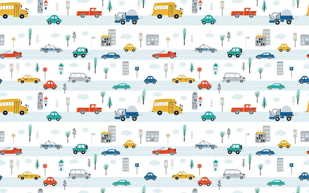 Coches en fila — diseño completo