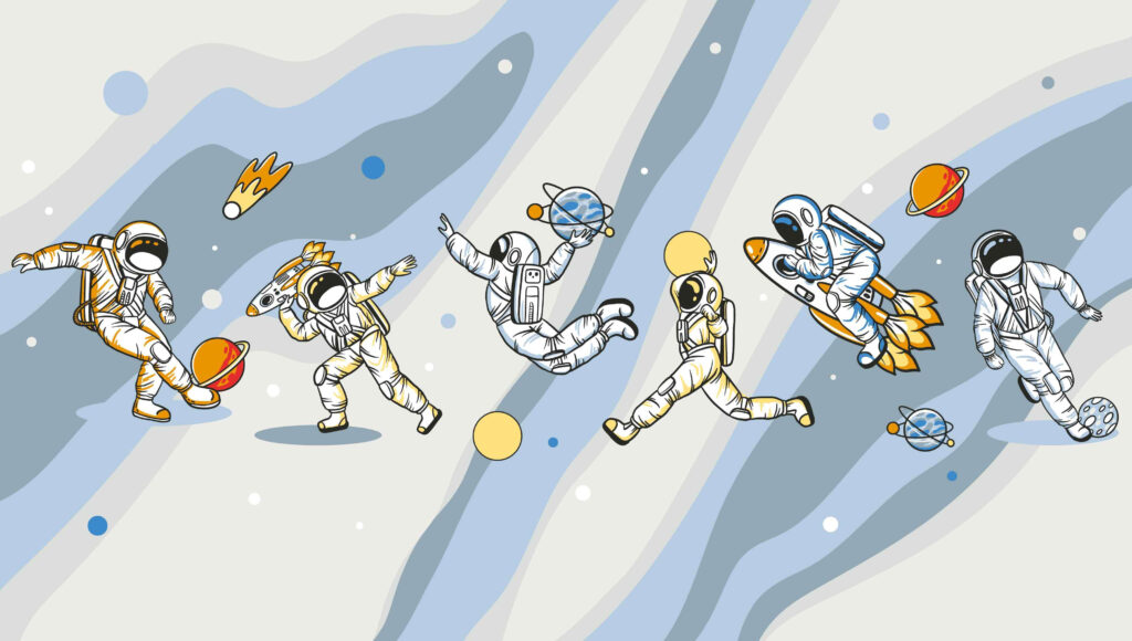 Astronautas en el espacio — diseño completo