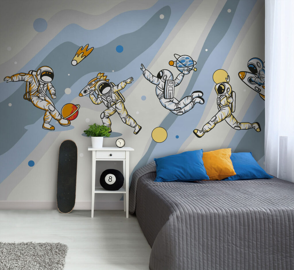 Astronautas en el espacio en un interior
