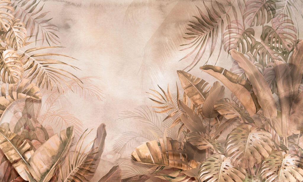 Hojas tropicales con luz — diseño completo