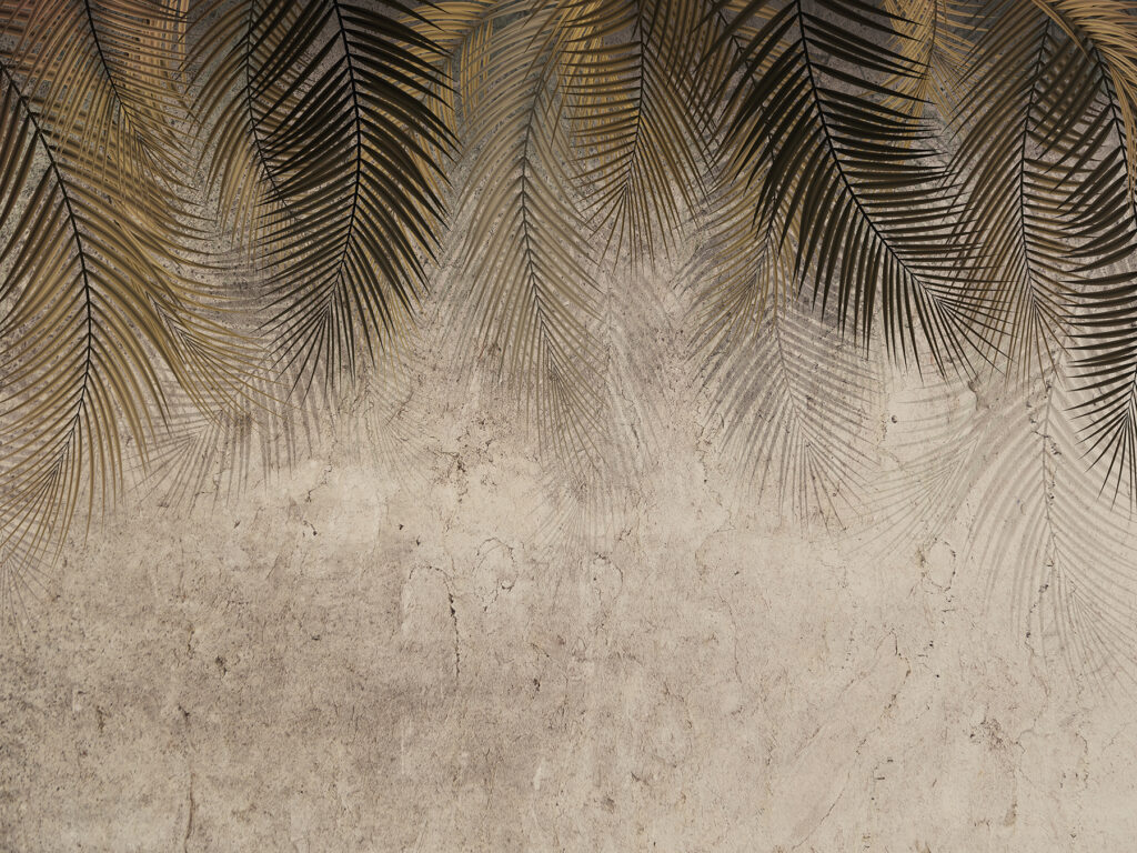 Palmeras sobre fondo terroso — diseño completo