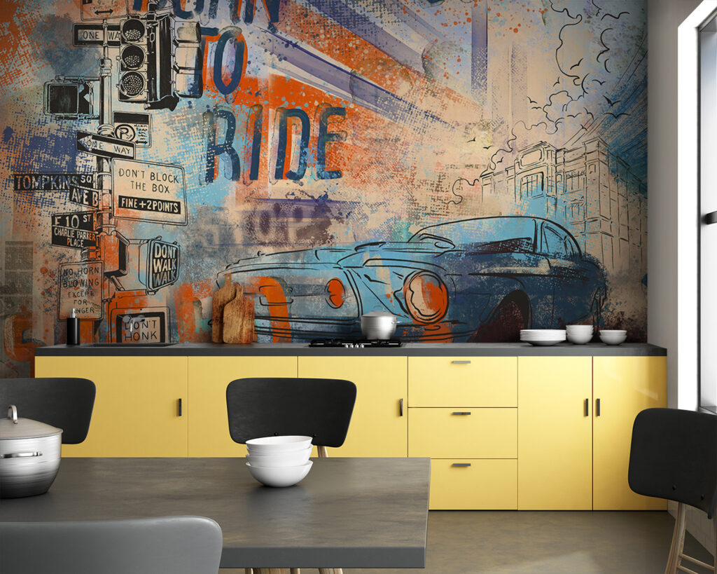 Coche clásico en collage — interior 3