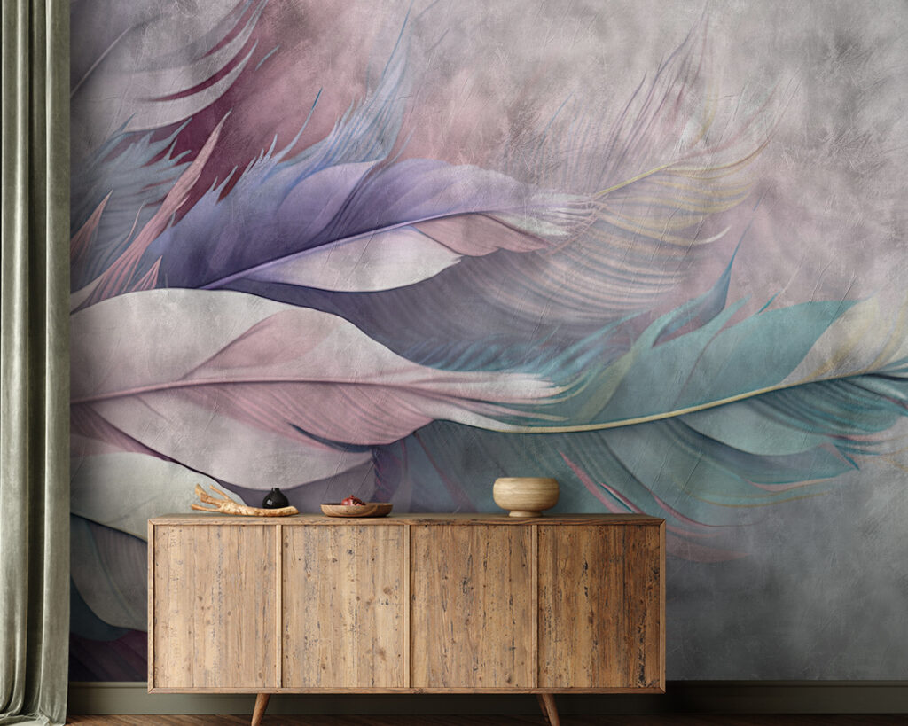 Plumas en tonos pastel — interior 1
